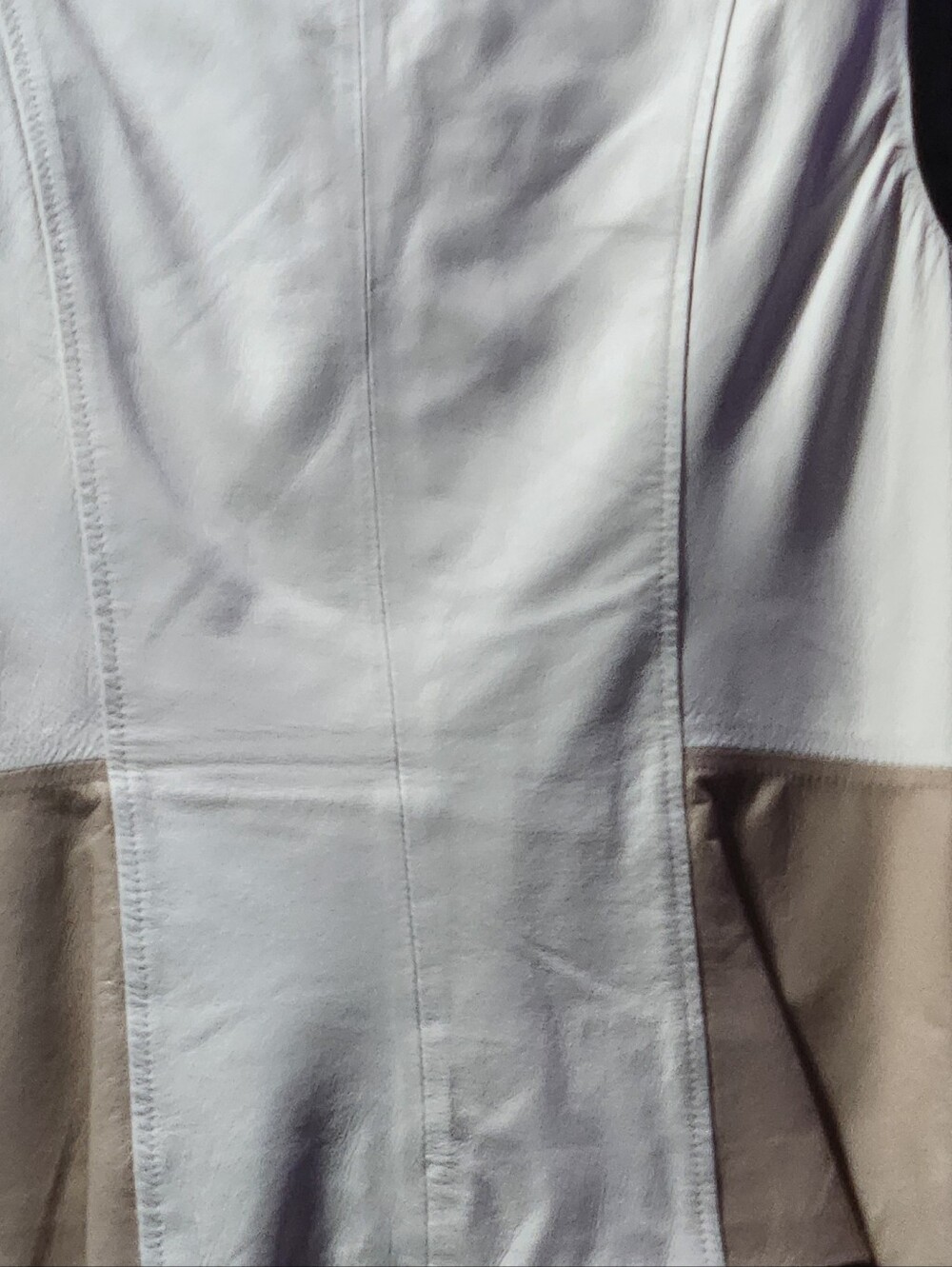 bebe Womens Leather Black, White & Tan Colorblock Leather Vest - Picture 7 of 10